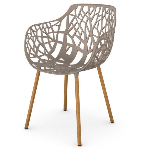 Forest Stol med armlener Iroko/Pearly Gold