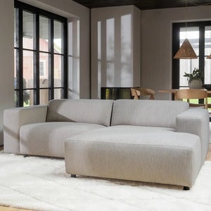 Willard sofa 3-seter sofa med chaiselong høyre stoff Alice lys beige