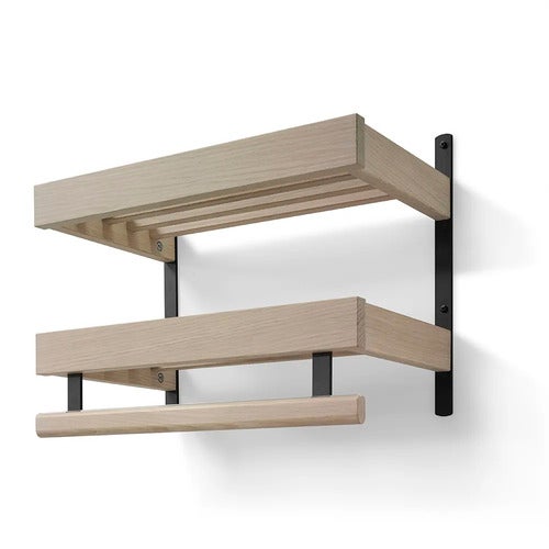 Nadja Hattehylle 50 cm 2 nivåer Hvitoljet eik/mattsvart stål