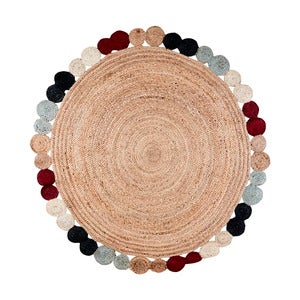 JUNI teppe natur/flerfarget Ø150 cm