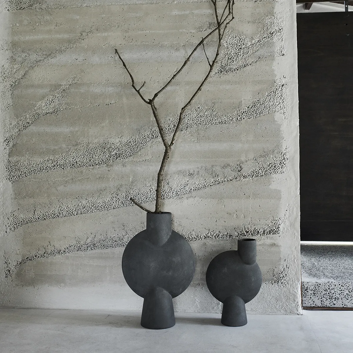 Håndmalt vase Sphere Bubl Hexa Dark Grey H60 cm