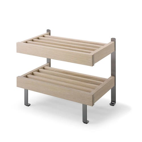 Nadja skohylle Hvitoljet eik/slipt stål