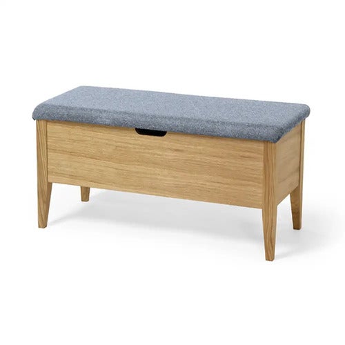 Klinte benk 90 cm eik med grått stoff