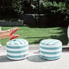 Point outdoor pouf stripe azur