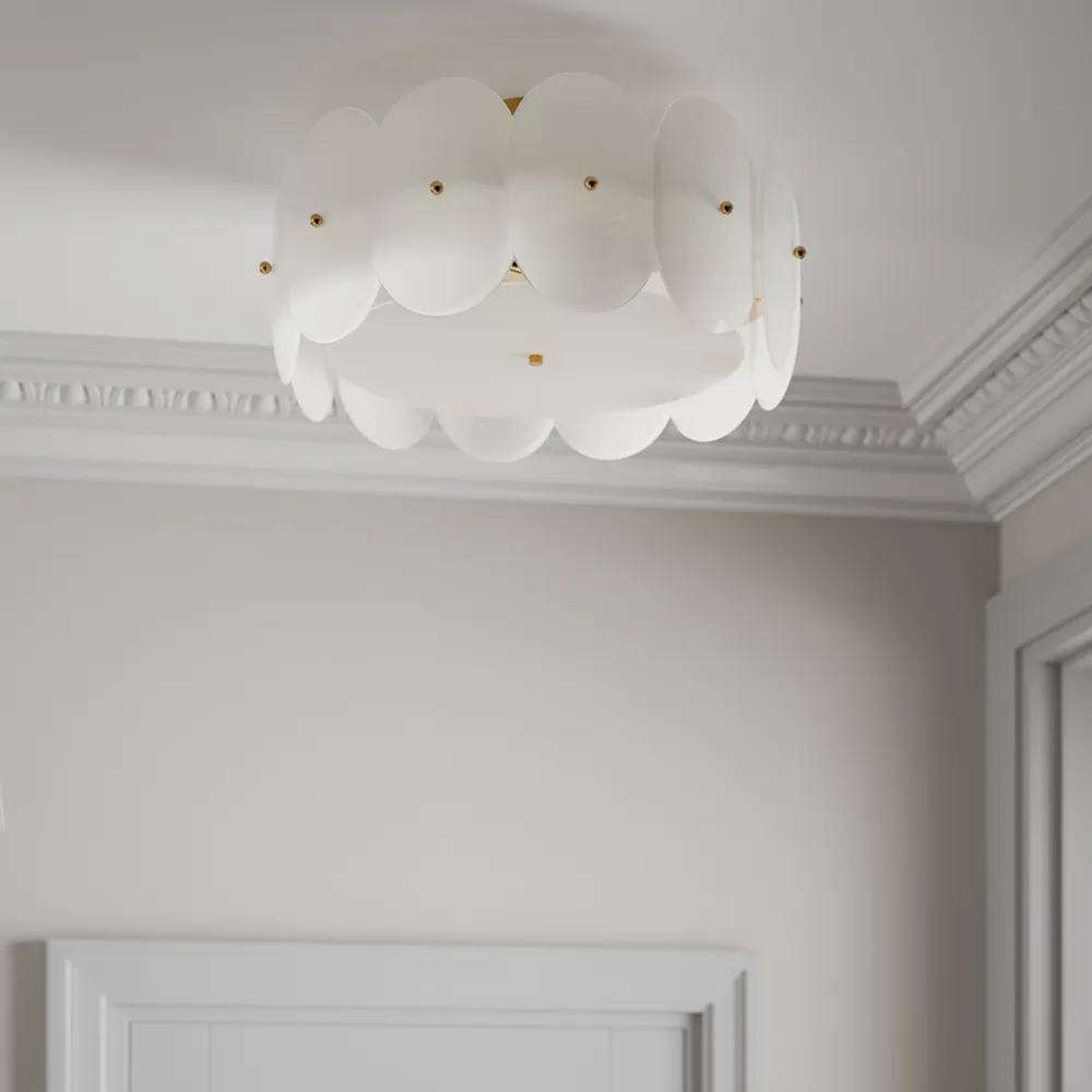 Omlott plafond Ø53cm messing/hvit