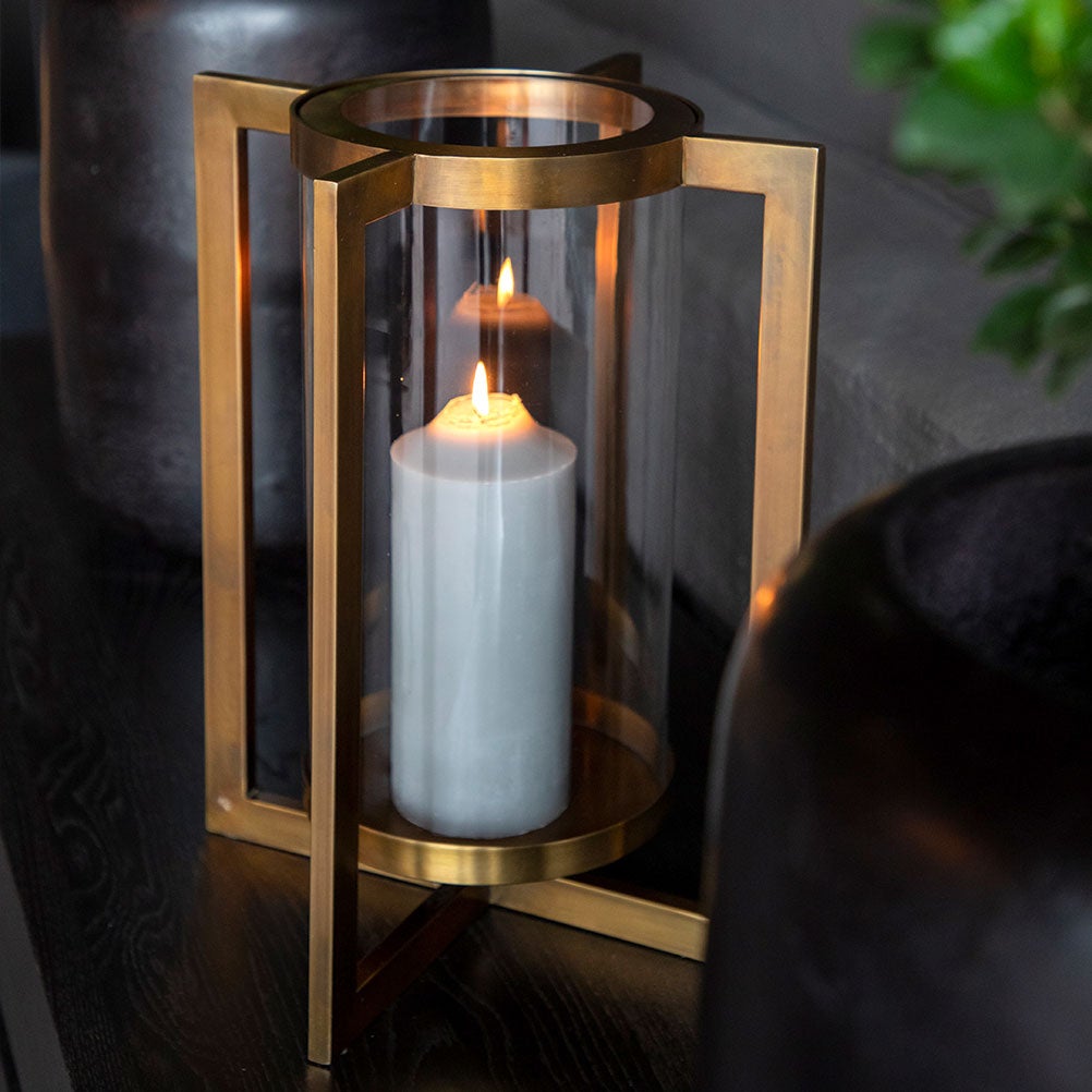 Verano lyslykt liten Brass Antique Artwood