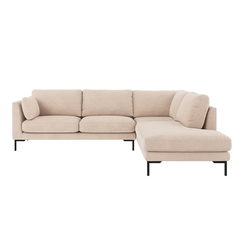 Corwin hjørnesofa 2,5+2,5-seter åpen ende høyre stoff Rita lys beige