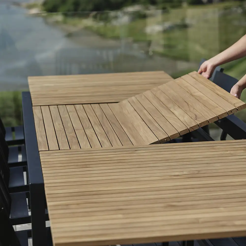 Naos Spisebord 100 x 220–320 cm svart/teak 