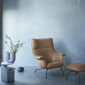 Doze Lounge Chair High Back Tube Base - Refine Leather Cognac Anthracit