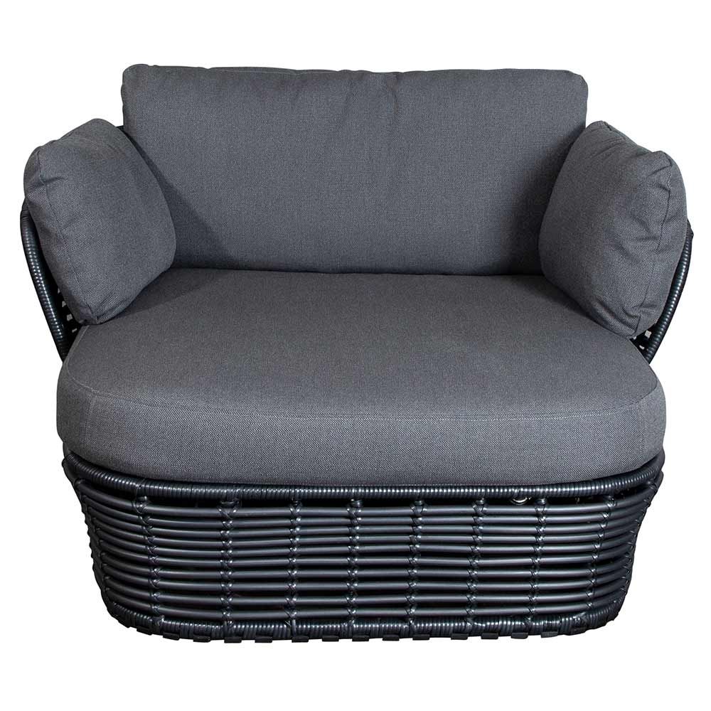 Lounge Chair Basket Graphite Wicker inkludert grå Cane-Line Airtouch-putesett