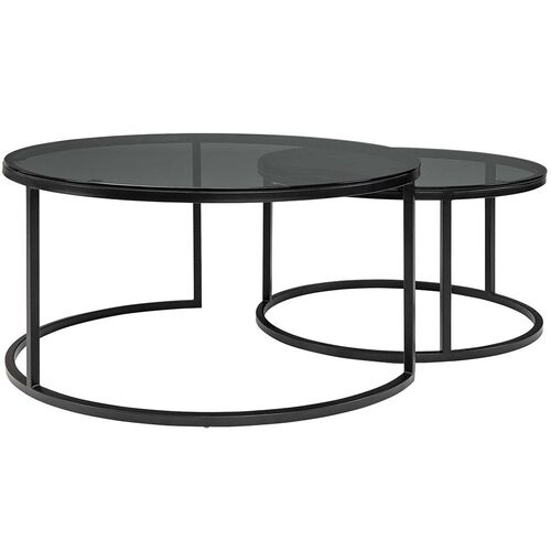 Reeves salongbord svart glass sett på 2, Artwood