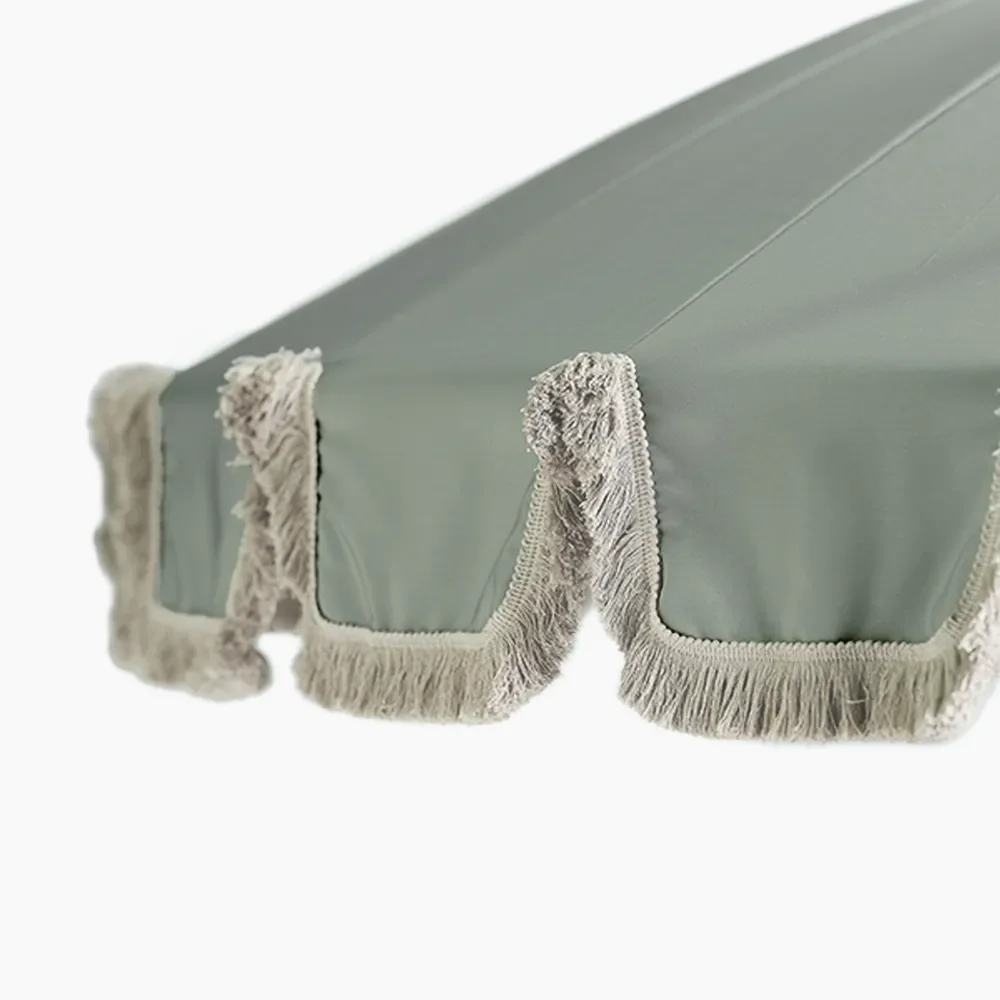 Parasol med frynser Ø240 cm Eucalyptus