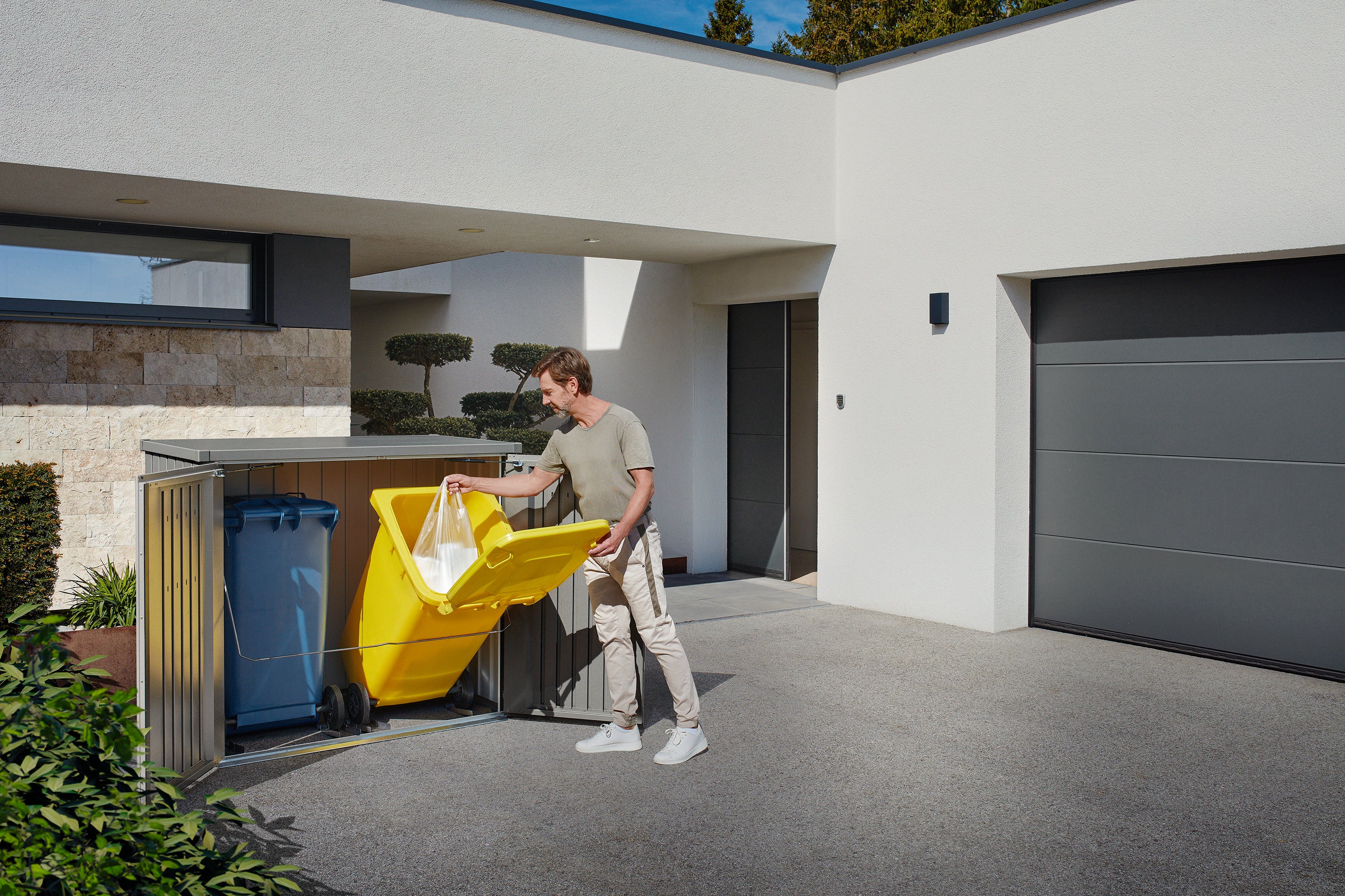 Alex Duo boks for avfallsbeholder - metallic quartz grå