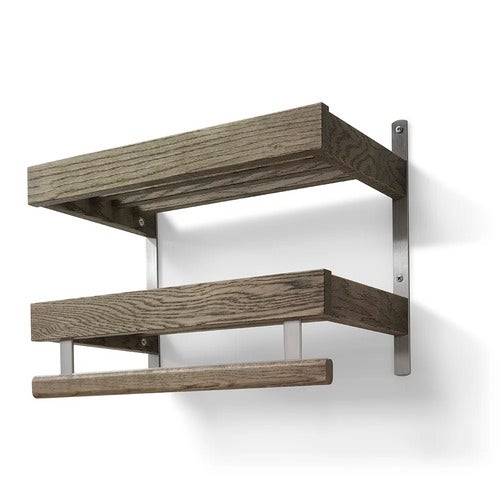 Nadja Hattehylle 50 cm 2 nivåer Røkt eik/slipt stål