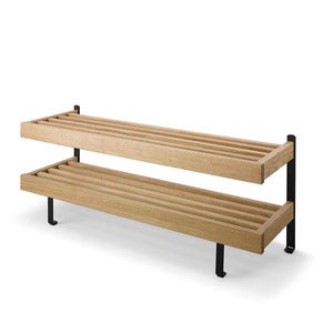 Nadja skohylle 100 cm lakkert eik/mattsvart stål