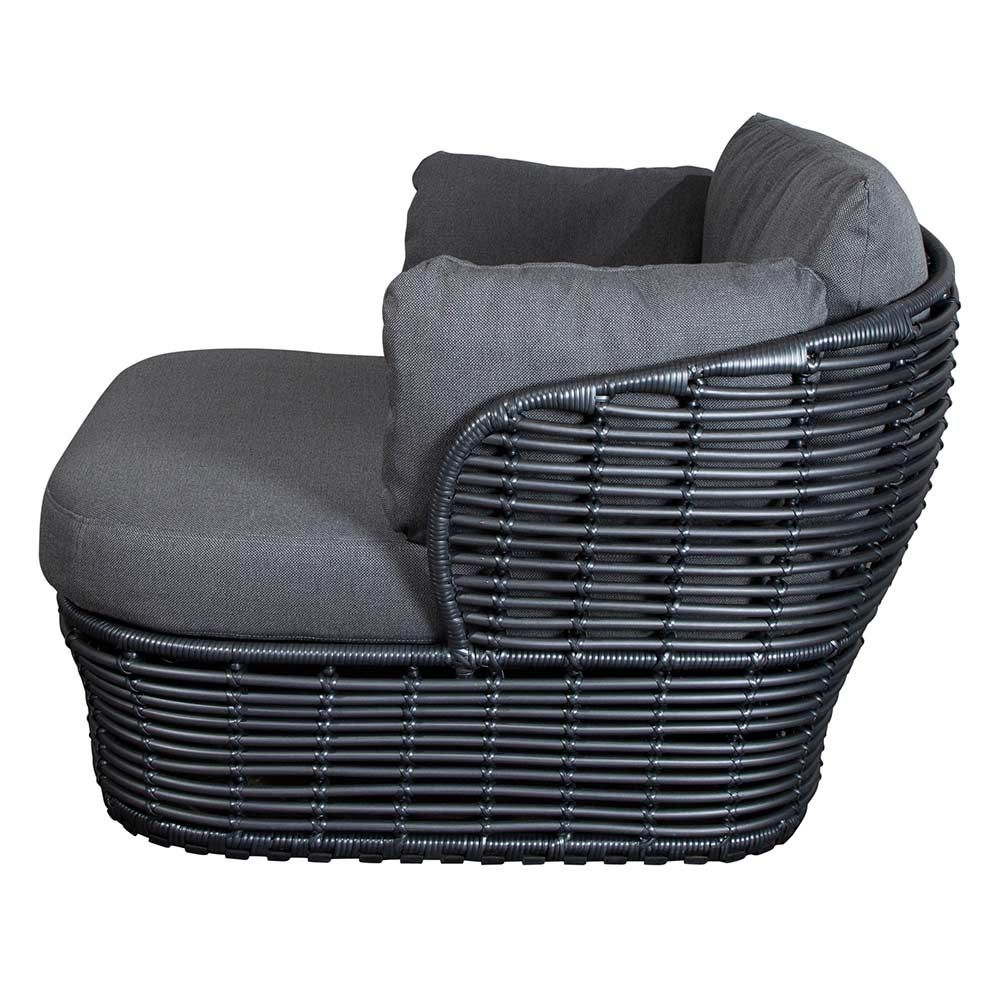 Lounge Chair Basket Graphite Wicker inkludert grå Cane-Line Airtouch-putesett