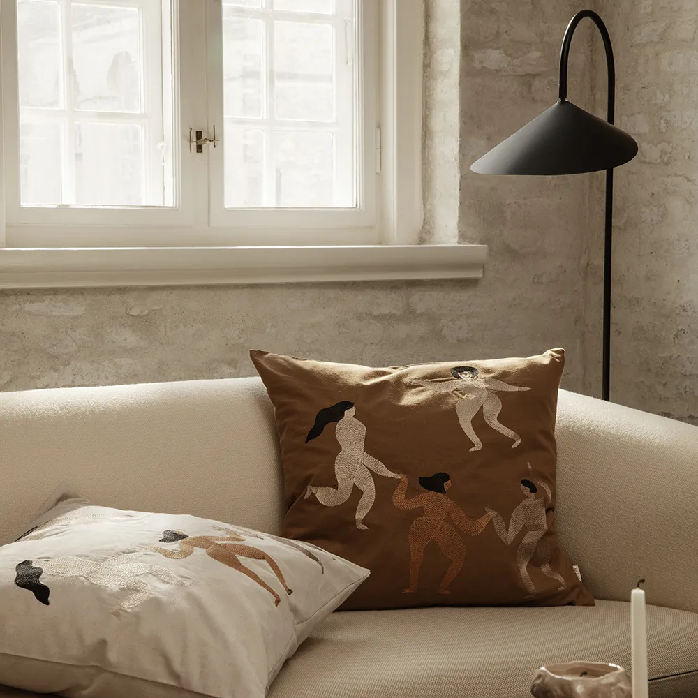 Justerbar Gulvlampe med Travertinfot Arum Black