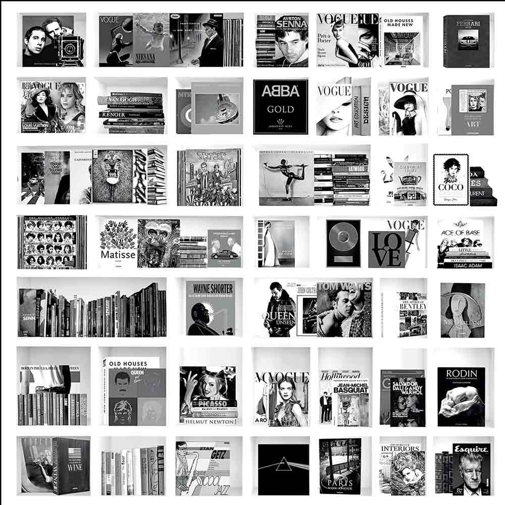 Veggdekorasjon Book Case Music White 100 x 100 cm Artwood