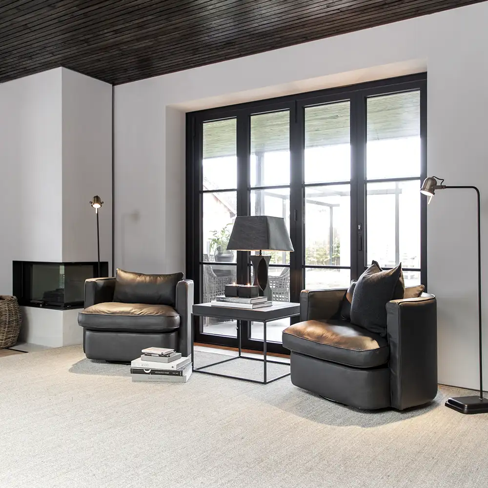 Joan Clubchair Swivel Leather Anthracite Artwood