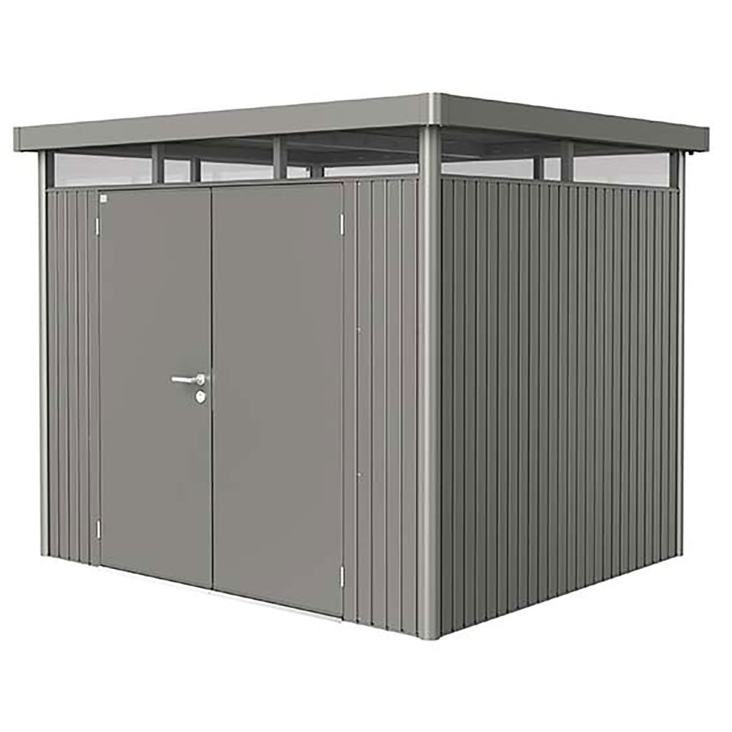 Highline hagebod med dobbel dør størrelse h3 metallic kvartsgrå Biohort