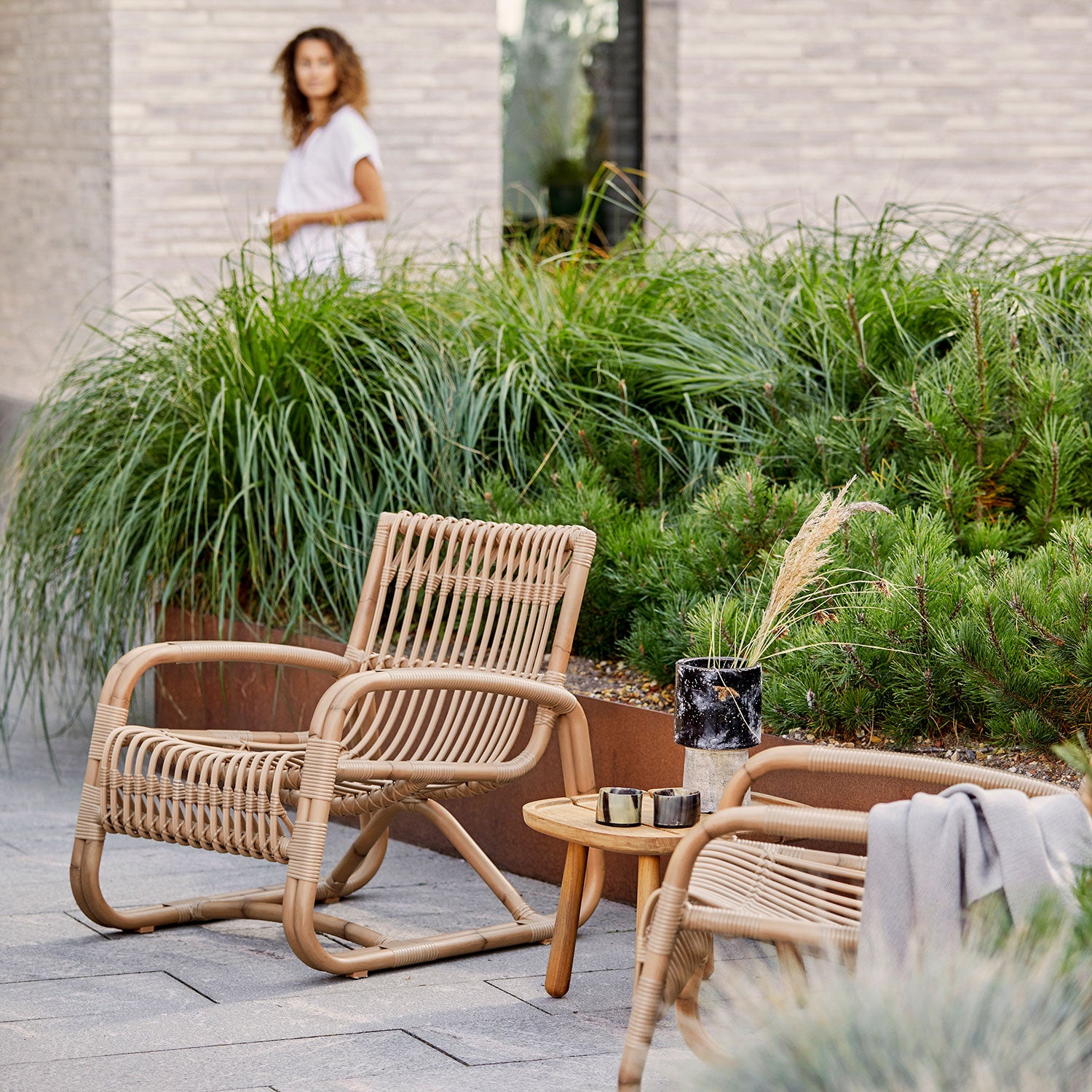 Curve loungestol utendørs Naturlig