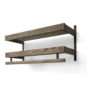 Nadja hattehylle 80 cm 2 nivåer Røkt eik/mattsvart stål