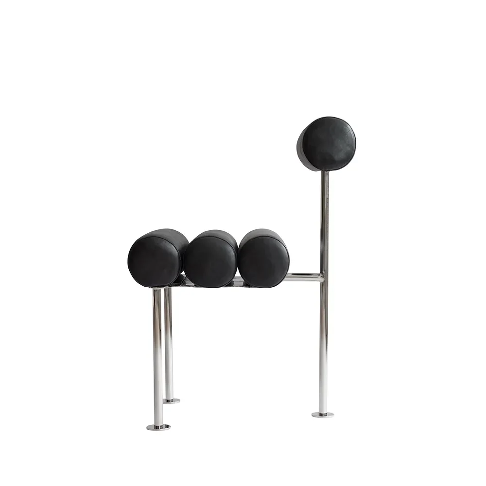 Hiro spisestol i rustfritt stål - anilinskinn svart