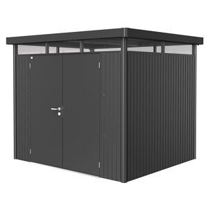 Highline hagebod med dobbel dør størrelse h3 metallic mørkegrå Biohort