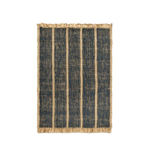 Athens håndvevd jute-teppe 140 x 200 cm – naturlig/blekkblå