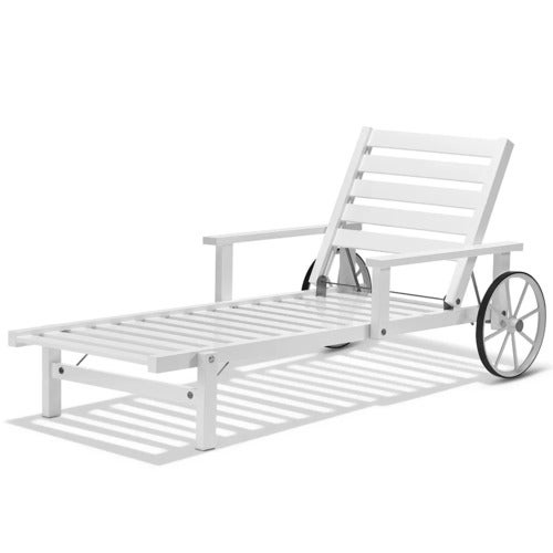 Solseng med armlener aluminium hvid 