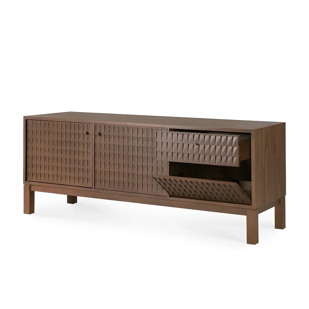 TV-benk i teak Sono Light Brown L160 cm