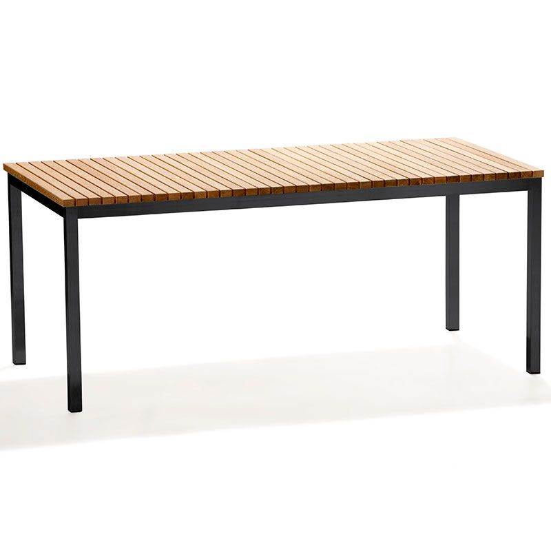 Häringe spisebord 95 x 214 cm svart/teak Skargaarden