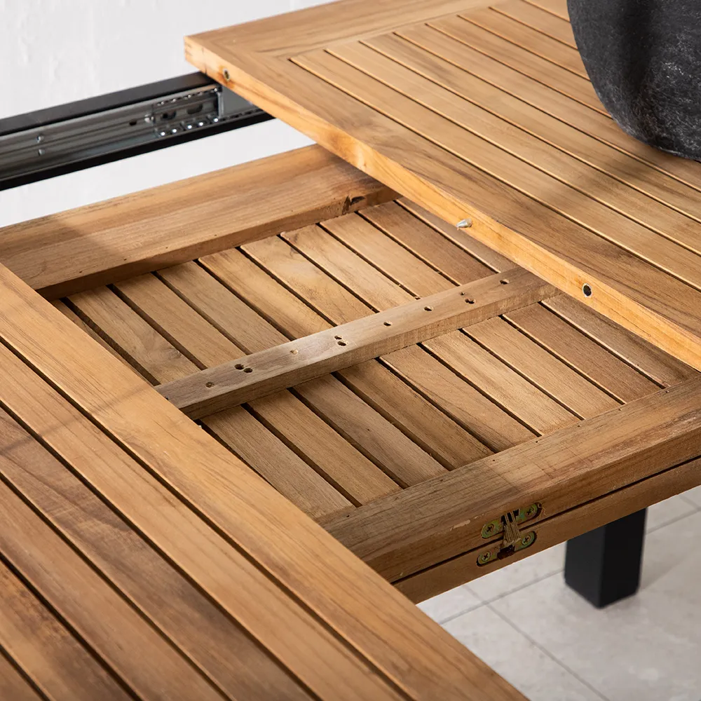 Panama spisebord 160-240x90 cm Svart/Teak 