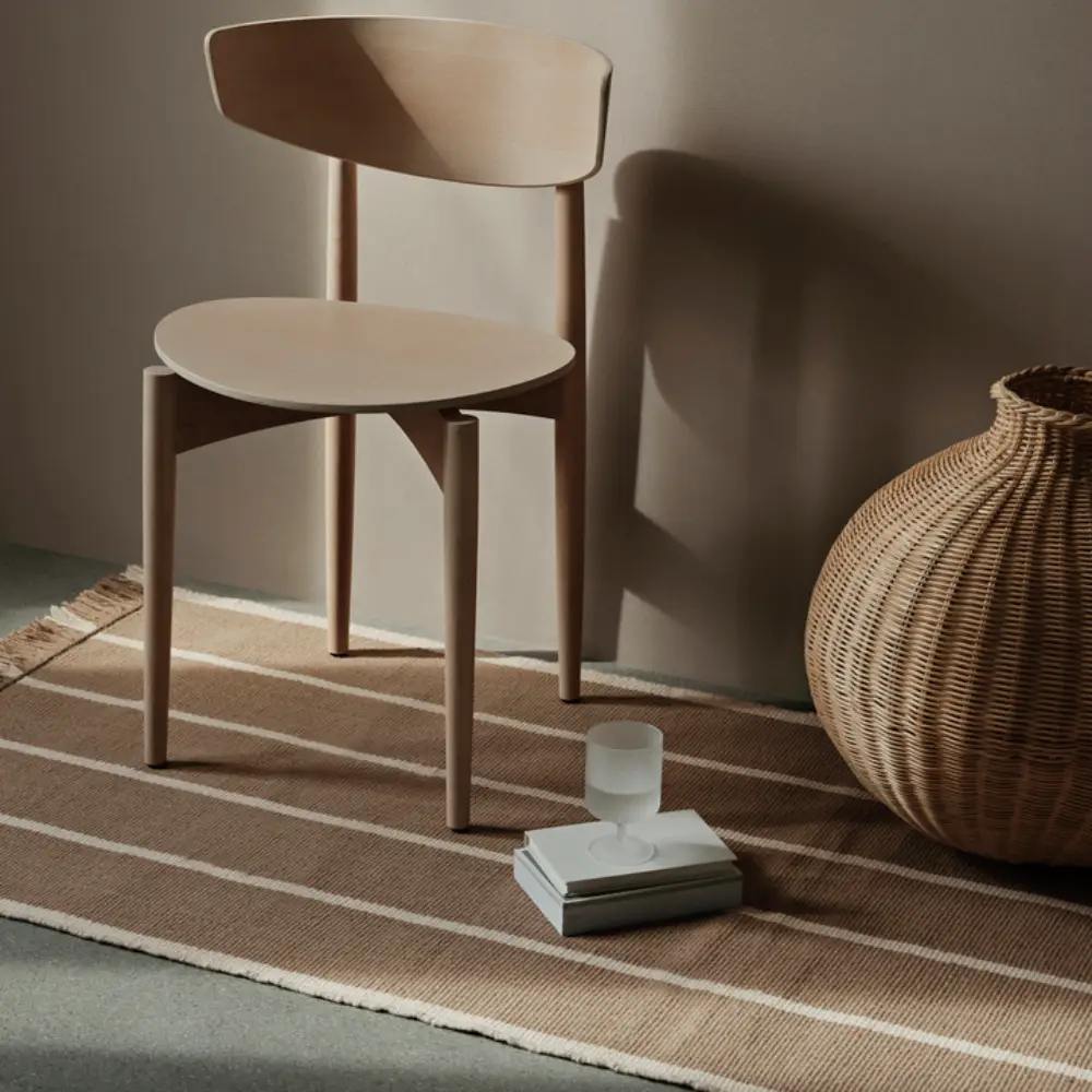 Calm Kelim Teppe 80x200 cm- Dark Sand/Off-white