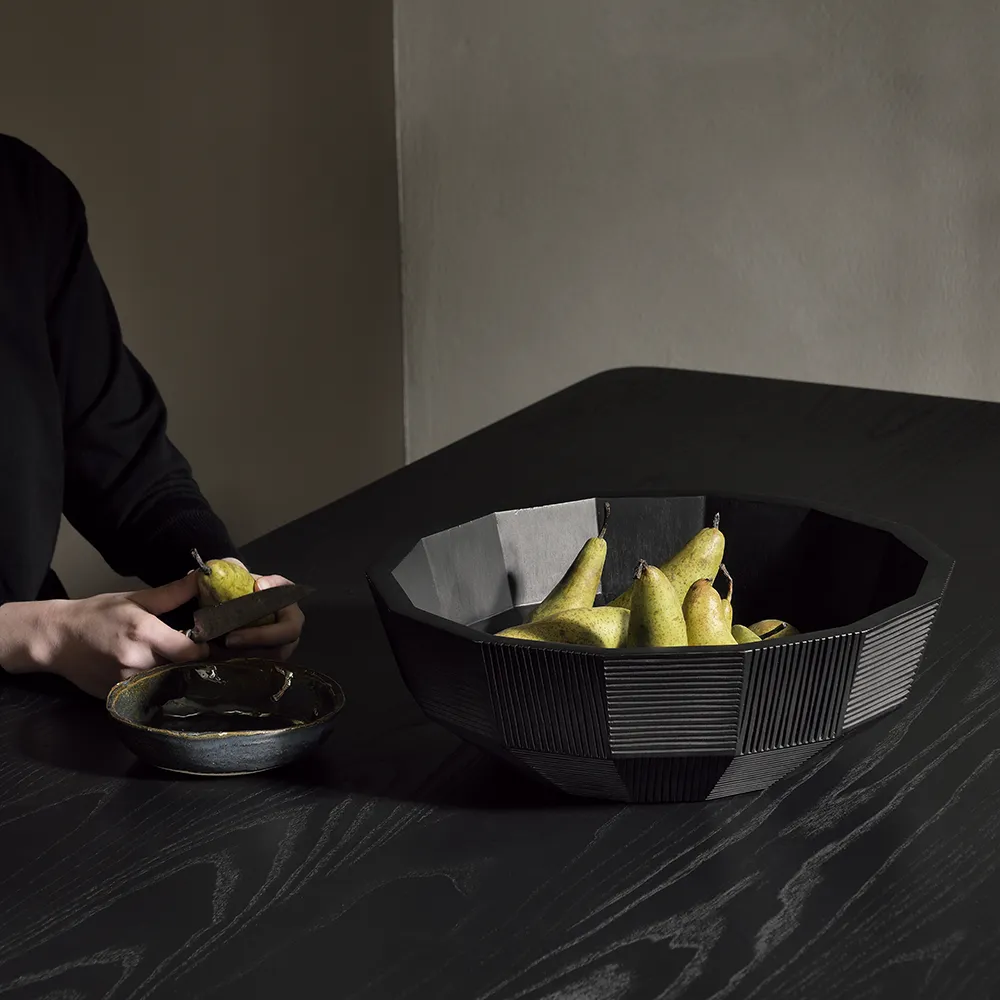 Striped skål sortlakkert mahogni