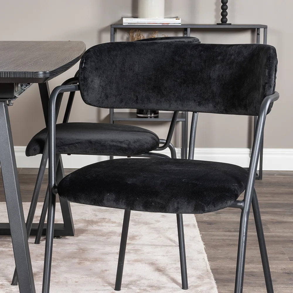 Arrow spisestol svart 2-pakning