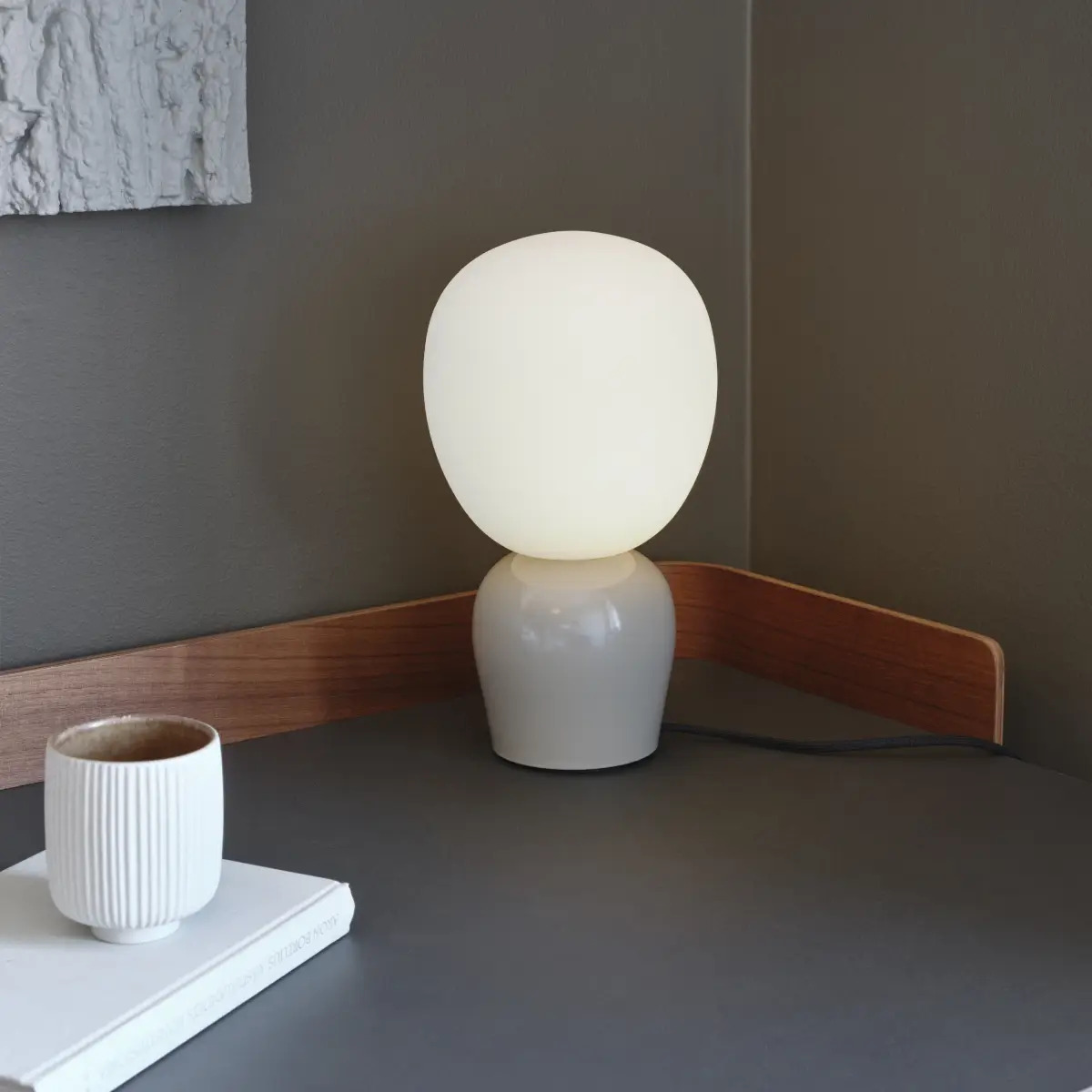 Bordlampe Ø18,4 x H33,5 cm Metall/Glass Myk grå
