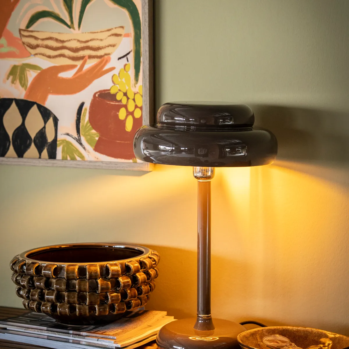 Dimbar bordlampe Pomm Dark Brown H 47,5 cm