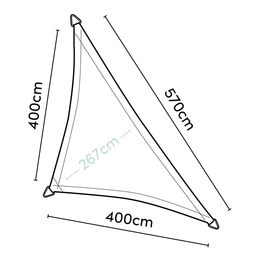 Coolfit solseil trekantet 90° 400x570cm beige