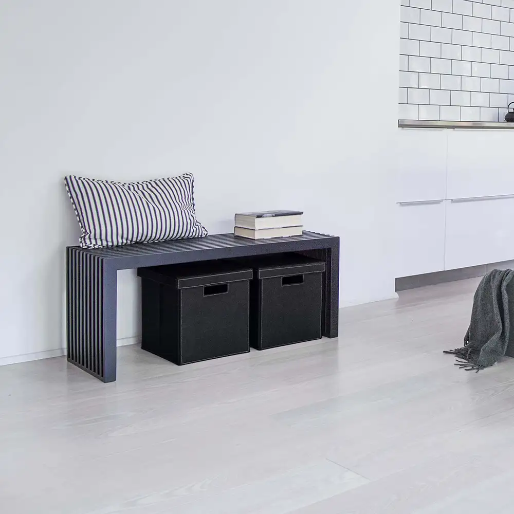 Rib benk 104 cm Svart