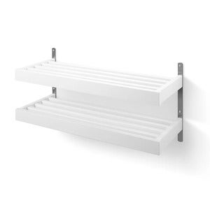 Nadja Skohylle 80 cm 2 nivåer veggmontert Hvitlakkert bjørk/slipt stål