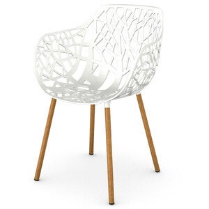 Forest Stol med armlener Iroko/White