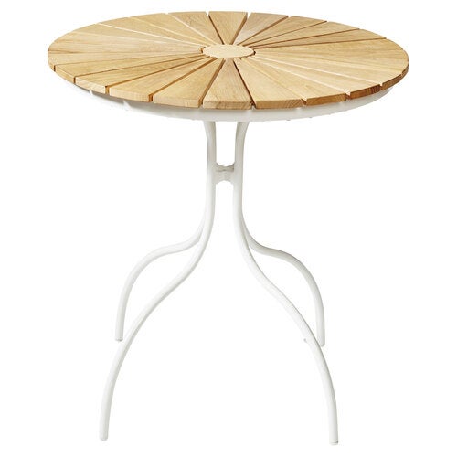 Hard & Ellen 80 cm Cafébord hvid/teaktræ 