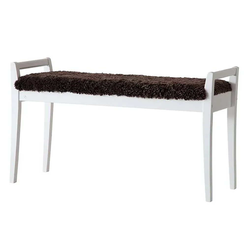 Meja Bench Hvitlakkert bjørk/safeskinn brun