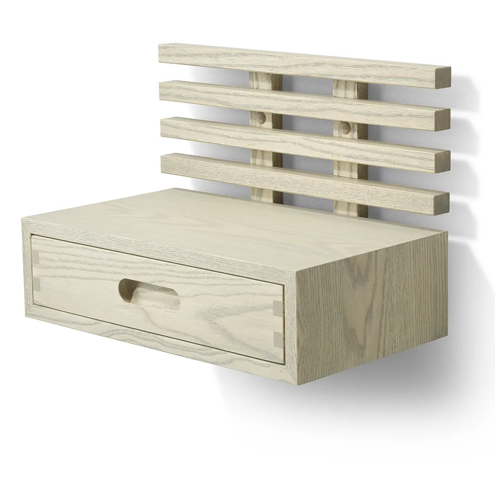 Zece Nattbord med skuff Grå oljet ask