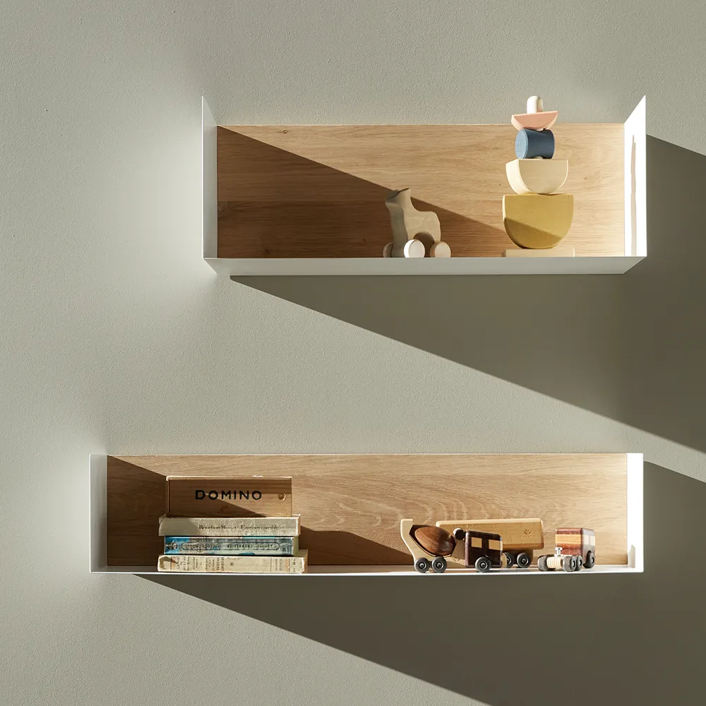  U shelf 55x20 cm eik/hvit metall