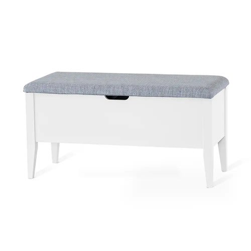 Klinte benk 90 cm hvit med grått stoff