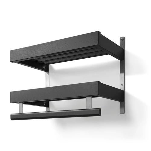 Nadja Hattehylle 50 cm 2 nivåer Svartbeiset eik/grunnstål