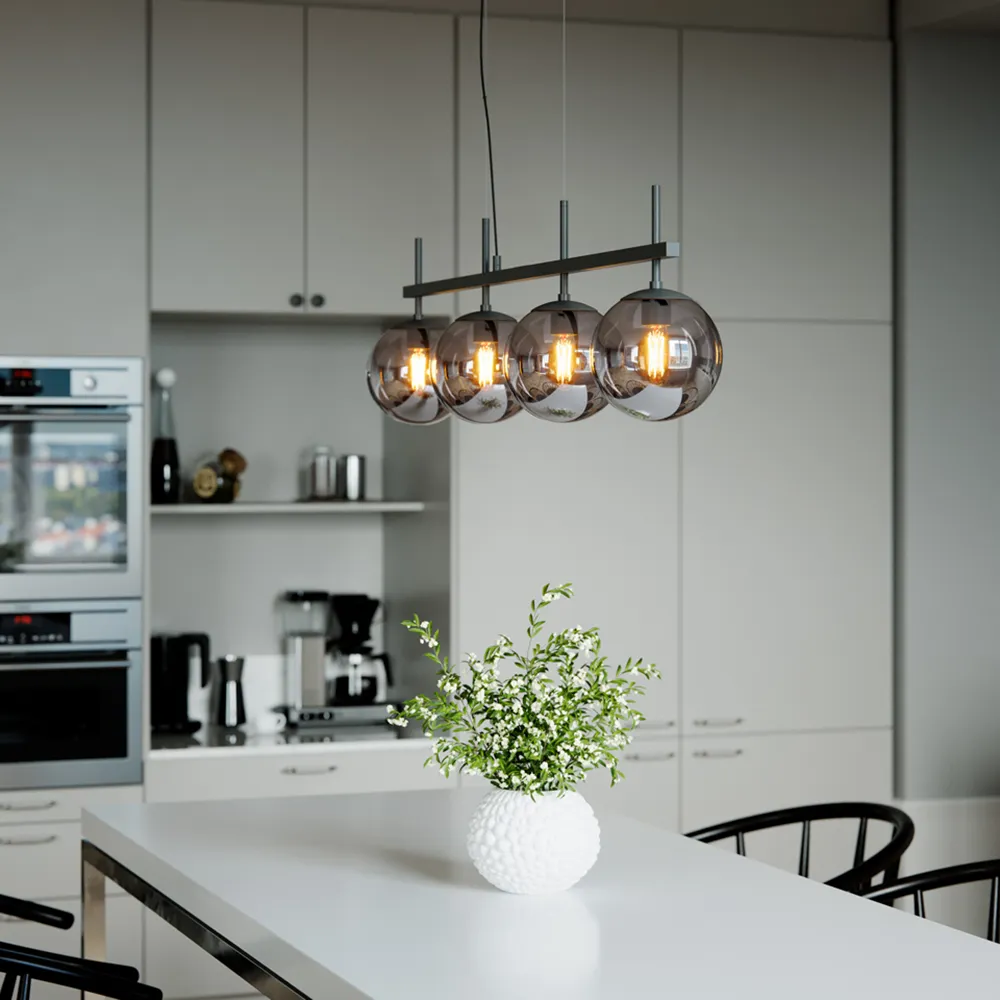 Boyle taklampe 4 lys Røykgrå