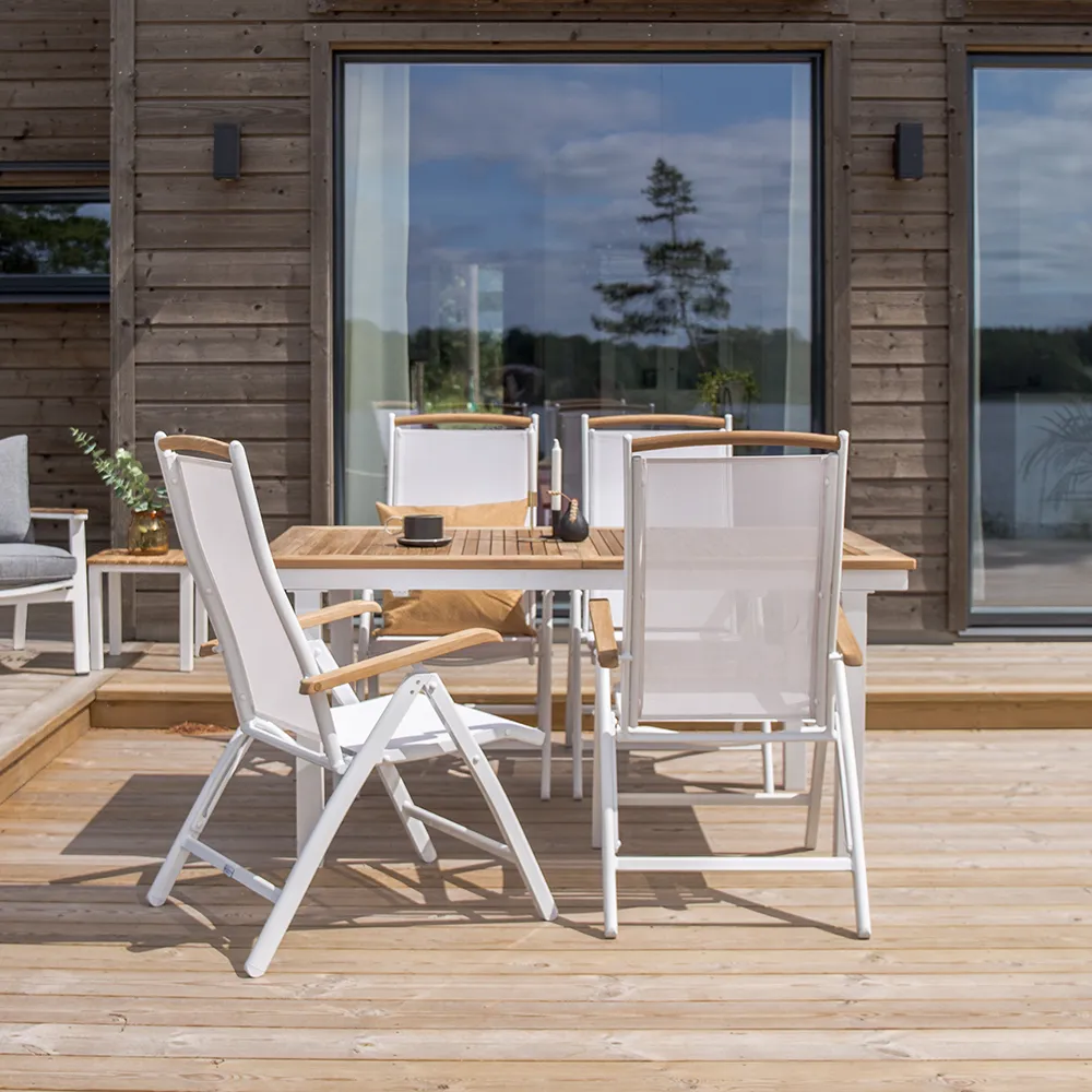 Panama Positionsstol Hvit/Teak 2-pakning